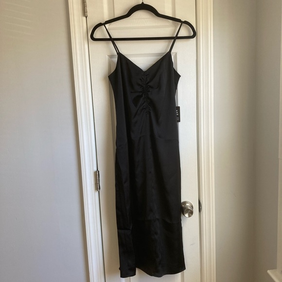 Express Satin Ruched Front Slip Dress - Picture 4 of 6